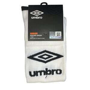 UMBRO junior SOCCER SOCKS WHITE W/ BLACK FITS SIZE shoe‎ size 3-9